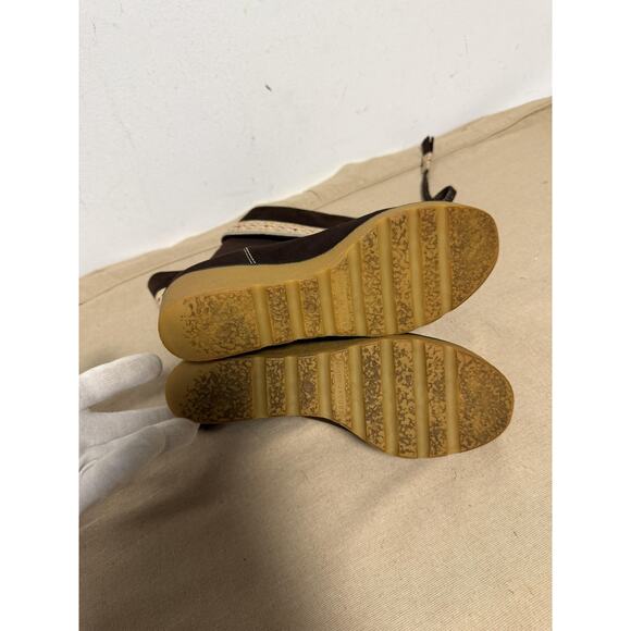 Marc Jacobs Boots Womens Size 39 Brown Suede Wedge Platform Embroidered Calf - Picture 8 of 12